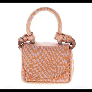 Free People Checkered Crossbody Purse with Adjustable Strap